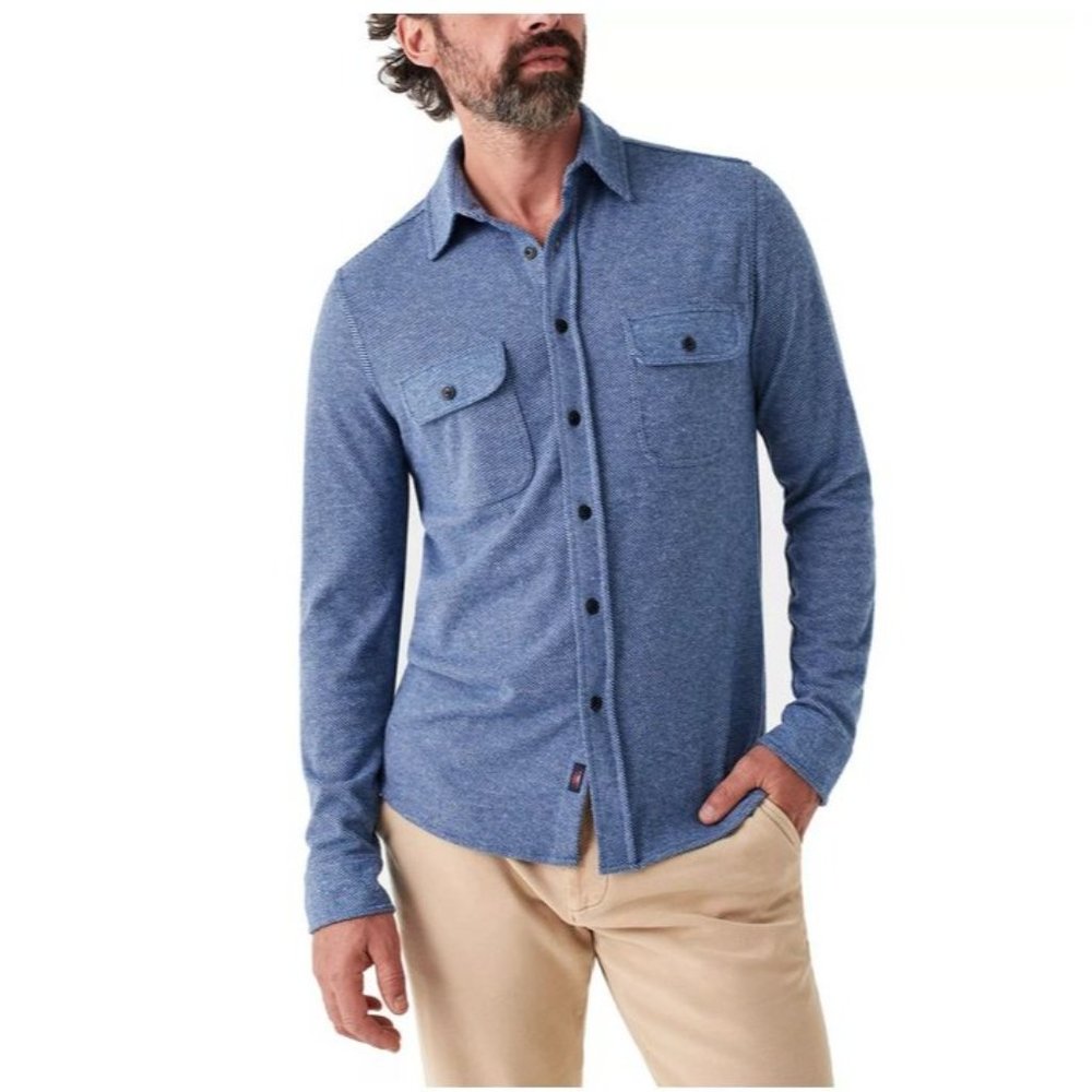 Faherty Men's Legend Bue Sweater Shirt Size L $178